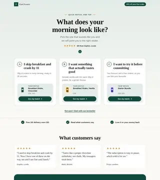 Quiz chooser: find your perfect match, shown with a sample brand