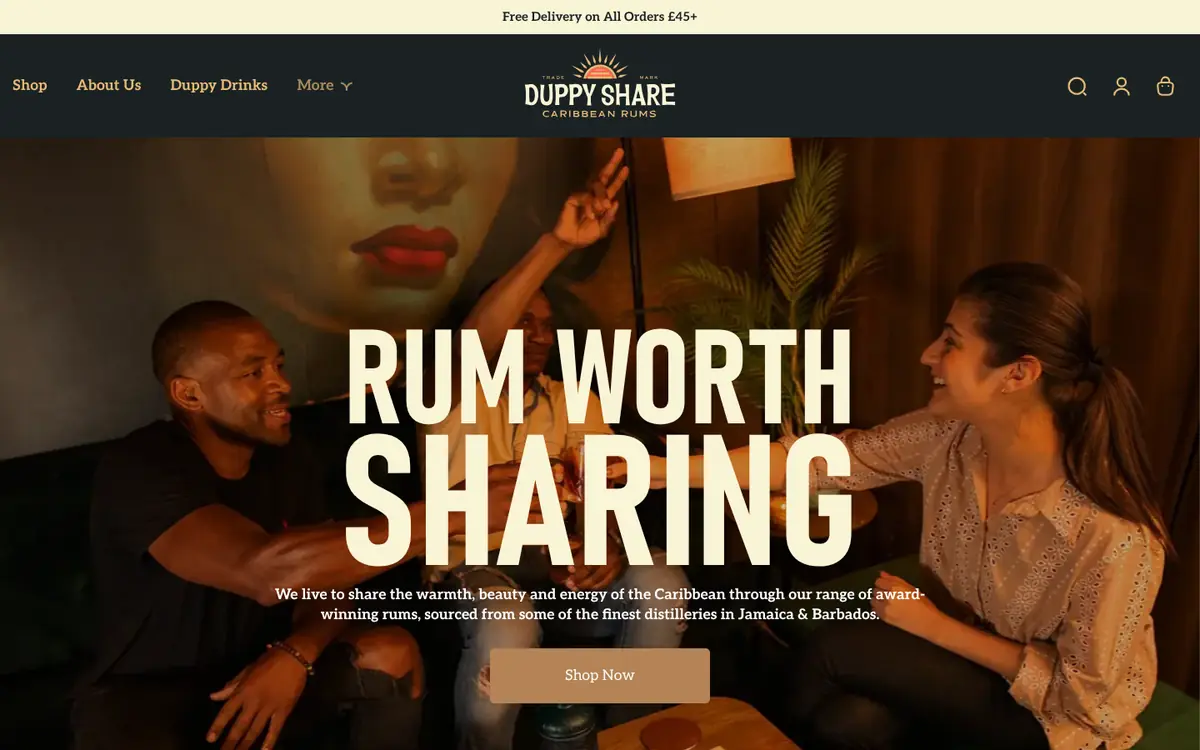 Duppy Share homepage on desktop