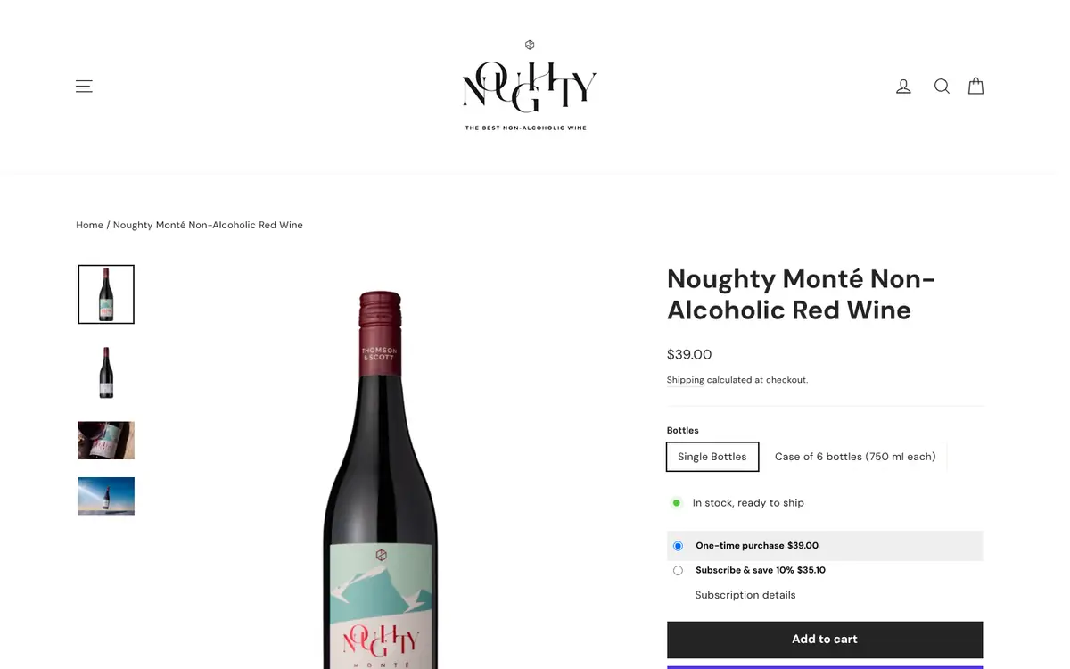 A Thomson & Scott Noughty product page on desktop